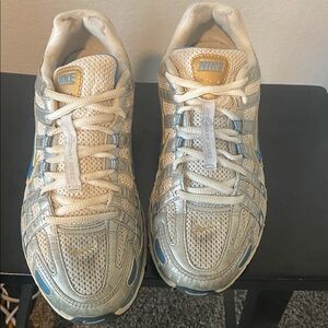 Silver and Blue Athletic Sneakers